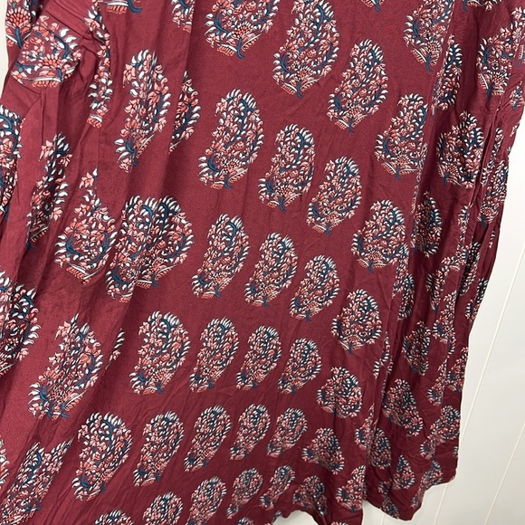 Earthbound Trading Co Womens Dress M Burgundy/Blue Maxi Paisley Print Cottage - Picture 8 of 14